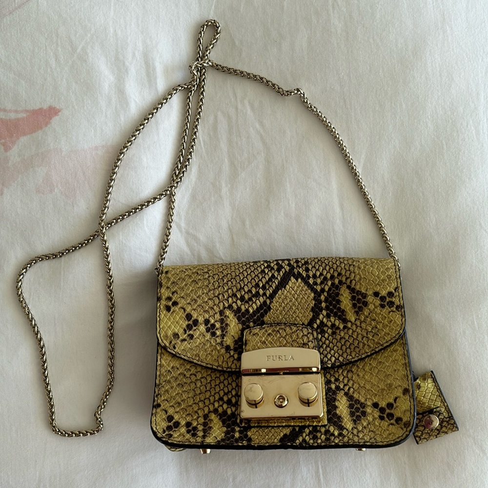 Furla animal print leather bag